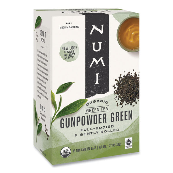 Numi® Organic Teas and Teasans, 1.27 oz, Gunpowder Green, 18/Box (NUM10109)