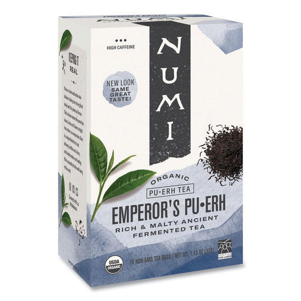 Numi® Organic Teas and Teasans, 0.125 oz, Emperor's Puerh, 16/Box (NUM10350)
