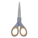 Westcott® Titanium Bonded Scissors, 5" and 7" Long, 2.25" and 3.5" Cut Lengths, Gray/Yellow Straight Handles, 2/Pack (ACM13824) Pack of 2