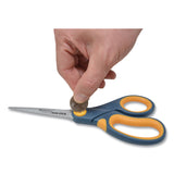 Westcott® Non-Stick Titanium Bonded Scissors, 8" Long, 3.25" Cut Length, Gray/Yellow Straight Handle (ACM14849) Each