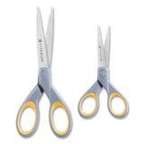 Westcott® Titanium Bonded Scissors, 5" and 7" Long, 2.25" and 3.5" Cut Lengths, Gray/Yellow Straight Handles, 2/Pack (ACM13824) Pack of 2
