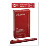 Universal™ Pen-Style Permanent Marker, Fine Bullet Tip, Red, Dozen (UNV07072) Case of 12