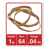 Universal® Rubber Bands, Size 64, 0.04" Gauge, Beige, 1 lb Bag, 320/Pack (UNV00164) Each