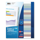 Avery® Protect 'n Tab Top-Load Clear Sheet Protectors w/Five Tabs, Letter (AVE74160) Pack of 5
