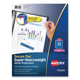 Avery® Secure Top Sheet Protectors, Super Heavy Gauge, Letter, Diamond Clear, 25/Pack (AVE76000) 1 Case of 25