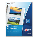 Avery® Photo Storage Pages for Four 4 x 6 Horizontal Photos, 3-Hole Punched, 10/Pack (AVE13406) Pack of 10