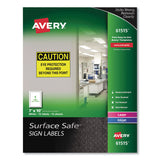 Avery® Surface Safe Removable Label Safety Signs, Inkjet/Laser Printers, 7 x 10, White, 15/Pack (AVE61515) Pack of 15