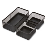 TRU RED™ Three Compartment Stackable Wire Mesh Desk Organizer, 8.46 x 4.92 x 4.33, Black (TUD24402473)