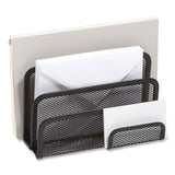 TRU RED™ Wire Mesh Mail Sorter with Business Card Holder, 4 Sections, #6 1/4 to #16 Envelopes, 5.59 x 3.93 x 7.55, Matte Black (TUD24402451) Each