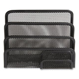 TRU RED™ Wire Mesh Mail Sorter with Business Card Holder, 4 Sections, #6 1/4 to #16 Envelopes, 5.59 x 3.93 x 7.55, Matte Black (TUD24402451) Each