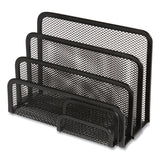 TRU RED™ Wire Mesh Mail Sorter with Business Card Holder, 4 Sections, #6 1/4 to #16 Envelopes, 5.59 x 3.93 x 7.55, Matte Black (TUD24402451) Each