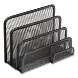 TRU RED™ Wire Mesh Mail Sorter with Business Card Holder, 4 Sections, #6 1/4 to #16 Envelopes, 5.59 x 3.93 x 7.55, Matte Black (TUD24402451) Each