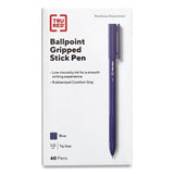 TRU RED™ Gripped Ballpoint Pen, Stick, Medium 1 mm, Blue Ink, Blue Barrel, 60/Pack (TUD24328146)