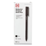 TRU RED Gripped Ballpoint Pen, Stick, Medium 1 mm, Black Ink, Black Barrel, Dozen (TUD24328148) 1 Dozen