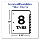 Avery® Insertable Style Edge Tab Plastic Dividers, 8-Tab, 11 x 8.5, Translucent, 1 Set (AVE11201) Set of 8