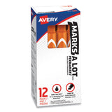 Avery® MARKS A LOT Large Desk-Style Permanent Marker, Broad Chisel Tip, Orange, Dozen (8883) (AVE08883) 1 Dozen