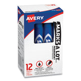 Avery® MARKS A LOT Regular Desk-Style Permanent Marker, Broad Chisel Tip, Blue, Dozen (7886) (AVE07886) Box of 12