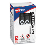 Avery® MARKS A LOT Regular Desk-Style Permanent Marker, Broad Chisel Tip, Black, Dozen (7888) (AVE07888) Box of 12