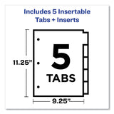 Avery® Insertable Big Tab Dividers, 5-Tab, Single-Sided Copper Edge Reinforcing, 11.13 x 9.25, White, Clear Tabs, 1 Set (AVE11221) Set of 5