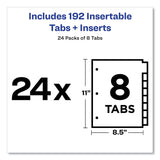 Avery® Insertable Big Tab Dividers, 8-Tab, Double-Sided Gold Edge Reinforcing, 11 x 8.5, Buff, Clear Tabs, 24 Sets (AVE11115) Box of 192