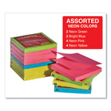 Universal® Fan-Folded Self-Stick Pop-Up Note Pads, 3" x 3", Assorted Neon Colors, 100 Sheets/Pad, 12 Pads/Pack (UNV35617) Pack of 12