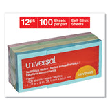 Universal® Self-Stick Note Pads, 1.5" x 2", Assorted Pastel Colors, 100 Sheets/Pad, 12 Pads/Pack (UNV35663) Pack of 12
