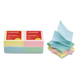 Universal® Fan-Folded Self-Stick Pop-Up Note Pads, 3" x 3", Assorted Pastel Colors, 100 Sheets/Pad, 12 Pads/Pack (UNV35619) Pack of 12