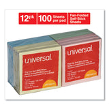 Universal® Fan-Folded Self-Stick Pop-Up Note Pads, 3" x 3", Assorted Pastel Colors, 100 Sheets/Pad, 12 Pads/Pack (UNV35619) Pack of 12