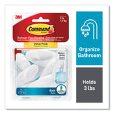 Command™ Medium Bath Hooks Value Pack, Plastic, White, 3 lb Capacity, 6 Hooks and 6 Strips (MMMBATH186ES) Each