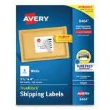 Avery® Shipping Labels w/ TrueBlock Technology, Inkjet Printers, 3.33 x 4, White, 6/Sheet, 100 Sheets/Box (AVE8464) Box of 600