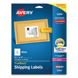 Avery® Shipping Labels w/ TrueBlock Technology, Laser Printers, 3.33 x 4, White, 6/Sheet, 25 Sheets/Pack (AVE5264) Pack of 150