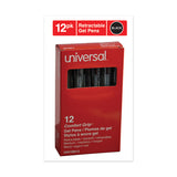Universal™ Comfort Grip Gel Pen, Retractable, Medium 0.7 mm, Black Ink, Clear/Black Barrel, Dozen (UNV39912) 1 Dozen