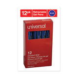 Universal™ Comfort Grip Gel Pen, Retractable, Medium 0.7 mm, Blue Ink, Clear/Blue Barrel, Dozen (UNV39913) 1 Dozen