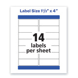 Avery® Waterproof Address Labels with TrueBlock and Sure Feed, Laser Printers, 1.33 x 4, White, 14/Sheet, 50 Sheets/Pack (AVE5522) Box of 700