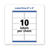 Avery Waterproof Shipping Labels with TrueBlock and Sure Feed, Laser Printers, 2 x 4, White, 10/Sheet, 500 Sheets/Box (AVE95523) Box of 5000