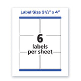 Avery® Waterproof Shipping Labels with TrueBlock and Sure Feed, Laser Printers, 3.33 x 4, White, 6/Sheet, 50 Sheets/Pack (AVE5524) Pack of 300