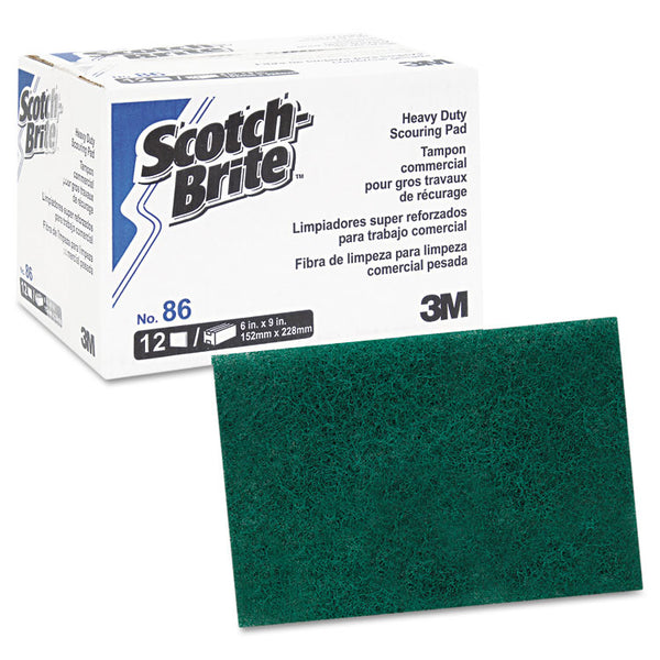 Scotch-Brite™ PROFESSIONAL Heavy Duty Scouring Pad 86, 6 x 9, Green, 12/Pack, 3 Packs/Carton (MMM86CT)