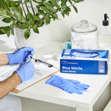 CareStock™ Exam Glove Small NonSterile Nitrile Standard Cuff Length Textured Fingertips Blue Chemo Tested (1230896_CS) 2000/CS