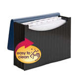 Smead™ 12-Pocket Poly Expanding File, 0.88" Expansion, 12 Sections, Cord/Hook Closure, 1/6-Cut Tabs, Letter Size, Black/Blue (SMD70863) Each