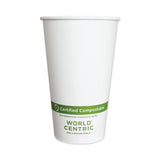 World Centric® Paper Hot Cups, 16 oz, White, 1,000/Carton (WORCUPA16) Case of 1,000