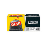 Glad® Drawstring Large Trash Bags, 30 gal, 1.05 mil, 30" x 33", Black, 15 Bags/Box, 6 Boxes/Carton (CLO78966) Case of 90