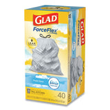 Glad® OdorShield Tall Kitchen Drawstring Bags, 13 gal, 0.78 mil, 24" x 27.38", White, 40 Bags/Box, 6 Boxes/Carton (CLO78361) Case of 240