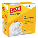 Glad® Tall Kitchen Drawstring Trash Bags, 13 gal, 0.72 mil, 24" x 27.38", Gray, 100/Box (CLO78526) Box of 100