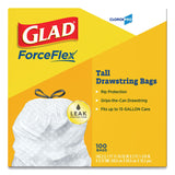 Glad® Tall Kitchen Drawstring Trash Bags, 13 gal, 0.72 mil, 24" x 27.38", Gray, 100/Box (CLO78526) Box of 100
