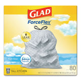 Glad® OdorShield Tall Kitchen Drawstring Bags, 13 gal, 0.72 mil, 24" x 27.38", White, 80/Box (CLO78899BX) Box of 80