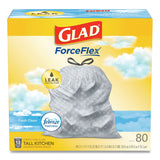 Glad® OdorShield Tall Kitchen Drawstring Bags, 13 gal, 0.72 mil, 24" x 27.38", White, 80 Bags/Box, 3 Boxes/Carton (CLO78899) Case of 240