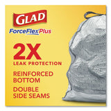Glad® ForceFlexPlus OdorShield Tall Kitchen Drawstring Trash Bags, 13 gal, 0.9 mil, 24" x 28", White, 34 Bags/Box, 6 Boxes/Carton (CLO70320) Case of 6
