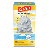 Glad® OdorShield Tall Kitchen Drawstring Bags, 13 gal, 0.78 mil, 24" x 27.38", White, 40 Bags/Box, 6 Boxes/Carton (CLO78361) Case of 240