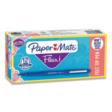 Paper Mate® Point Guard Flair Felt Tip Porous Point Pen, Stick, Medium 0.7 mm, Blue Ink, Blue Barrel, Dozen (PAP8410152) 1 Dozen