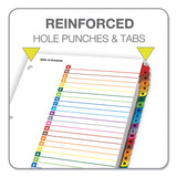 Cardinal® OneStep Printable Table of Contents and Dividers, 26-Tab, A to Z, 11 x 8.5, White, Assorted Tabs, 1 Set (CRD60218) Set of 26